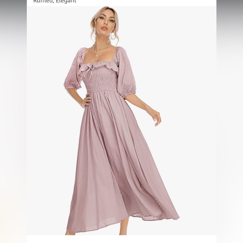 Puffed Sleeve Smocked Dress